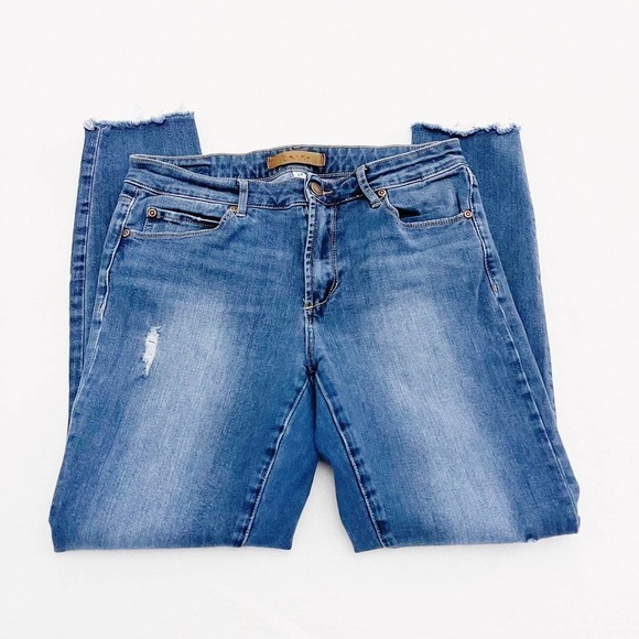 Leith Mid-Rise Skinny Blue Denim Jeans Raw Hem SZ28 - Picture 5 of 7